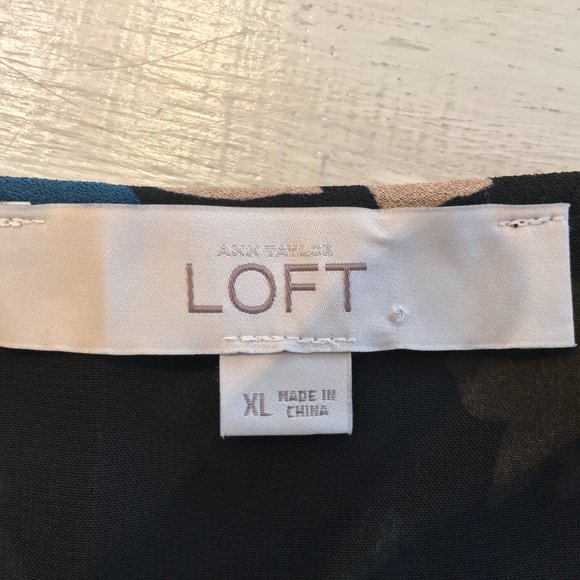 Ann Taylor LOFT Women's Sleeveless blouse/tank, Size XL, Black/Smoky blue/Yellow - Picture 4 of 6